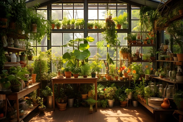 Une belle exposition de pépinière de plantes