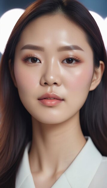 Belle femme d'affaires asiatique belle apparence maquillage et modèle de soins de la peau