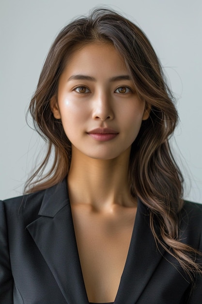 Une belle femme d'affaires asiatique sur un fond isolé créée avec l'IA générative