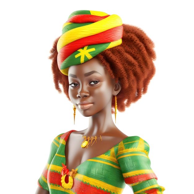 Photo belle femme africaine avec une coiffure afro rendu 3d