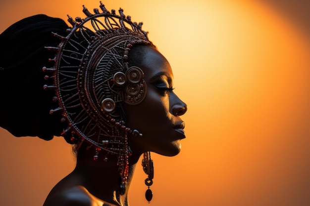 Photo une belle femme africaine en coiffure tribale et en boucles d'oreilles