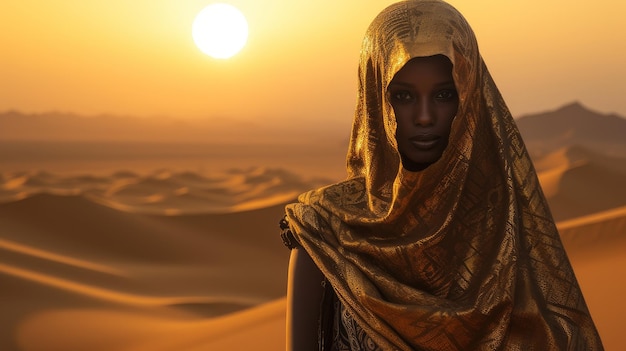 Belle femme africaine dans le désert