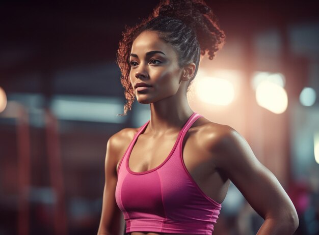 Une belle femme africaine en tenue de sport.