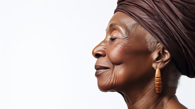 Une belle femme afro-américaine âgée sur un fond clair