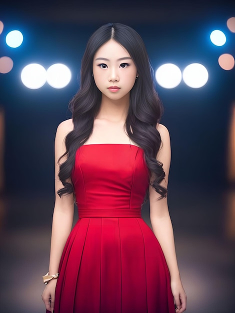 Belle femme asiatique adolescente la nuit art génératif par AI