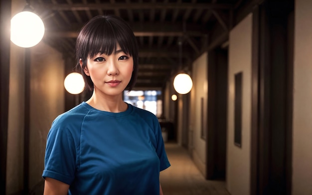 Belle femme asiatique d'âge moyen à la maison appartement AI générative