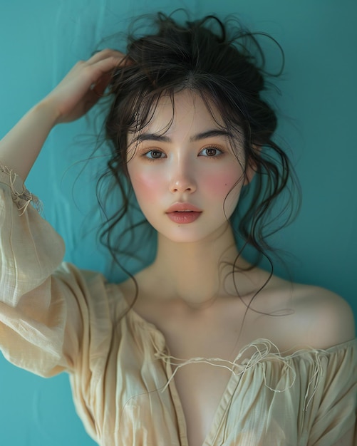 une belle femme asiatique aux cheveux longs