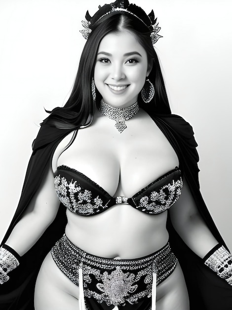 Une belle femme asiatique en costume oriental a été filmée en studio.