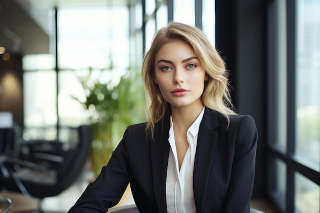 belle femme assise au bureau