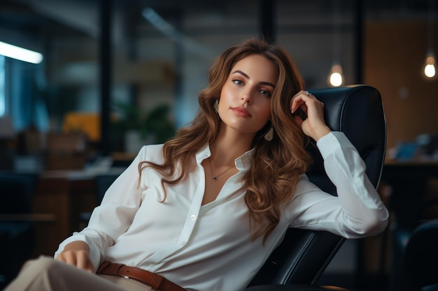 belle femme assise au bureau