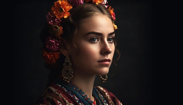 Une belle femme aux cheveux bruns respire l'élégance générée par l'IA