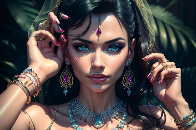 une belle femme en bijoux