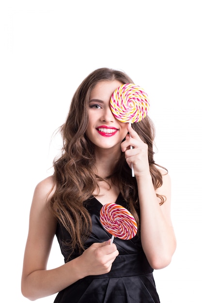 Belle femme avec un bonbon.