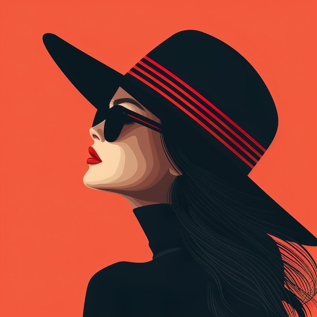 Une belle femme avec un chapeau rayé