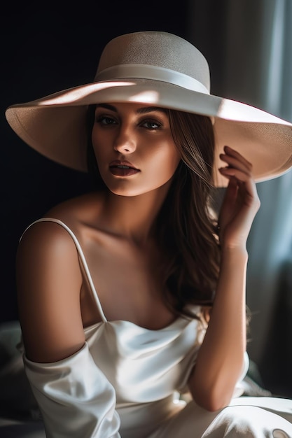 Belle femme en été avec un chapeau