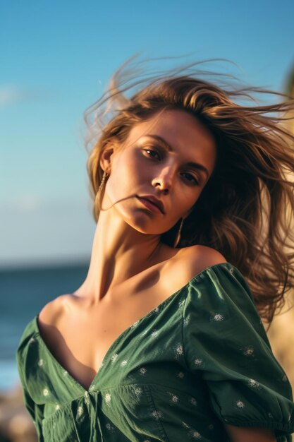 Belle femme en été avec un chapeau