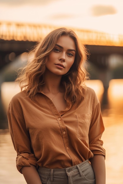 Belle femme en été avec un chapeau