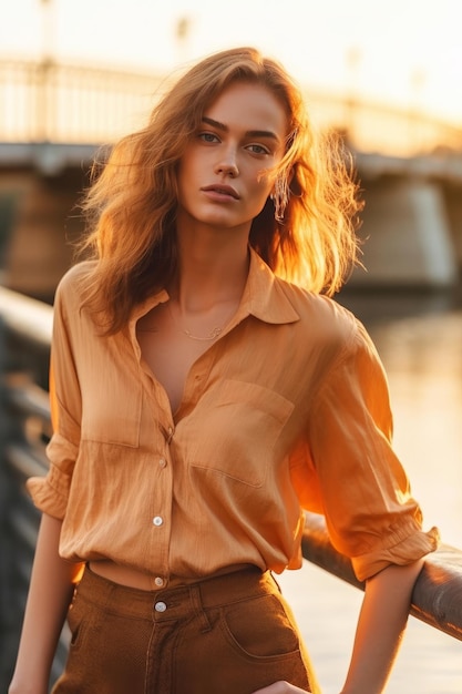 Belle femme en été avec un chapeau