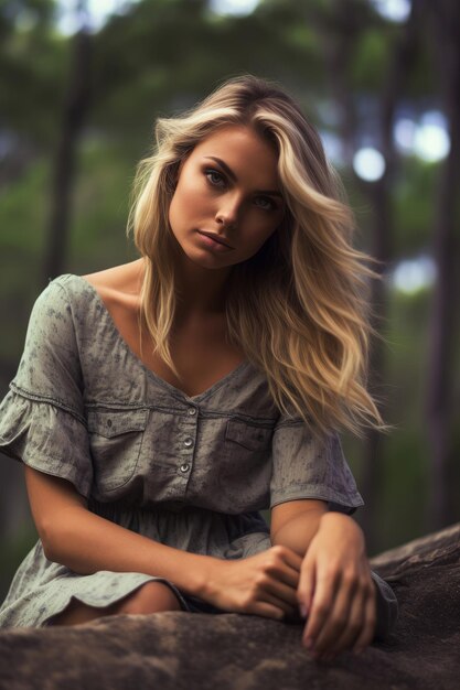 Belle femme en été avec un chapeau