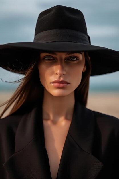 Belle femme en été avec un chapeau