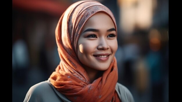 Belle femme sur un fond flou du marché modèle de mise au point sélective