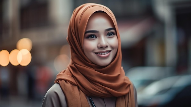 Belle femme sur un fond flou du marché modèle de mise au point sélective