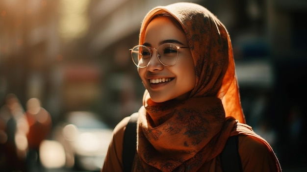 Belle femme sur un fond flou du marché modèle de mise au point sélective