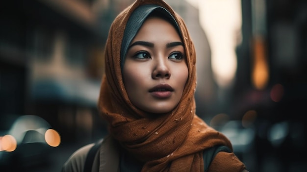 Belle femme sur un fond flou du marché modèle de mise au point sélective