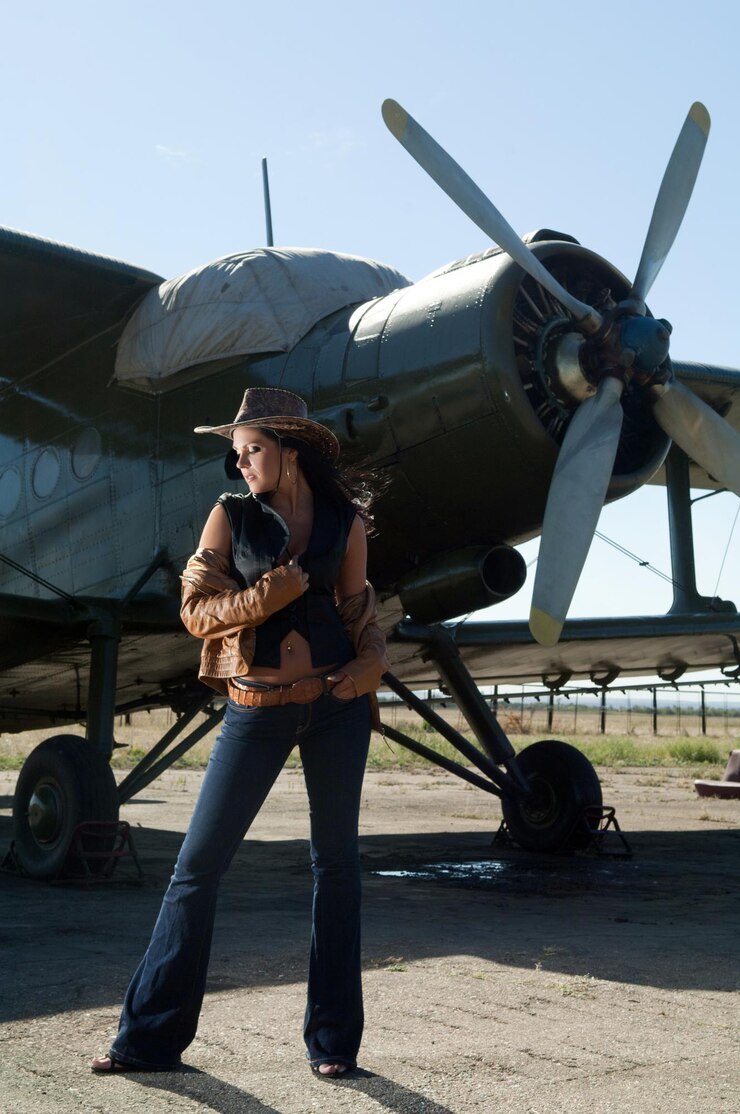 Photo belle femme en jeans et avions de sport