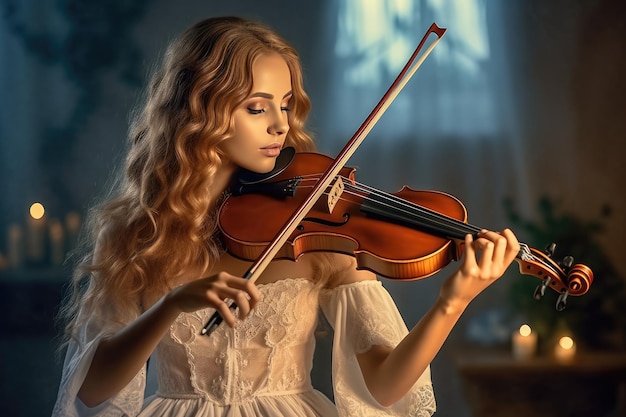 Belle femme jouant du violon