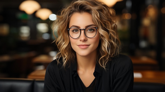 Une belle femme avec des lunettes.