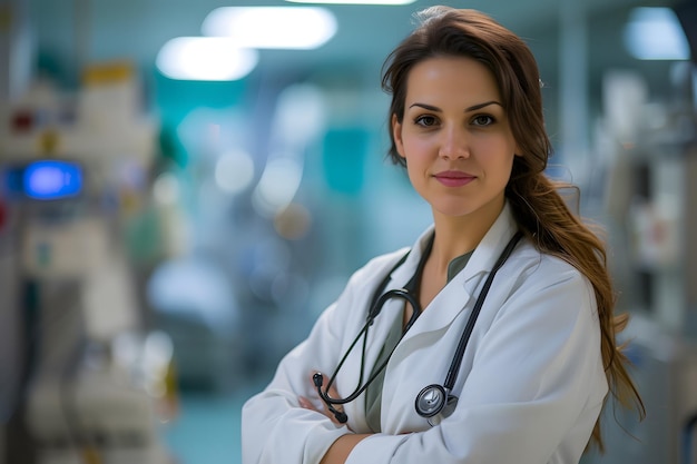 Photo une belle femme médecin dans un hôpital