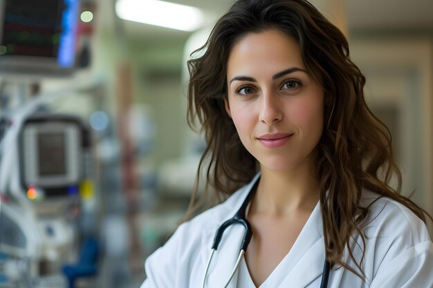 une belle femme médecin dans un hôpital