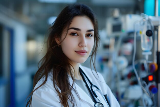 Photo une belle femme médecin dans un hôpital