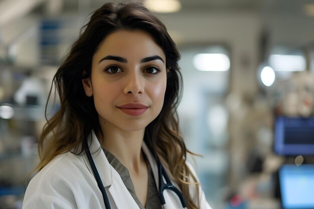 une belle femme médecin dans un hôpital