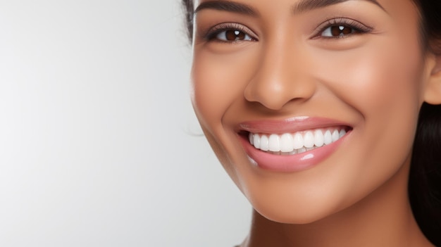 Photo une belle femme modèle souriante avec des dents propres