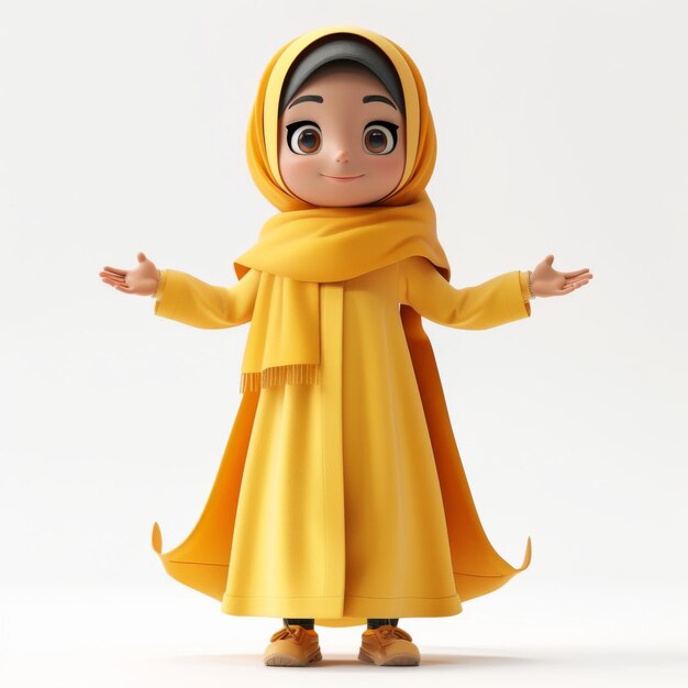 Photo une belle femme musulmane avec un personnage en hijab en 3d