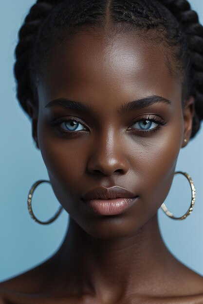 Photo une belle femme noire aux yeux colorés