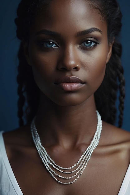 Photo une belle femme noire aux yeux colorés