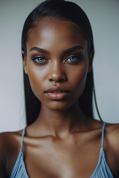 une belle femme noire aux yeux colorés