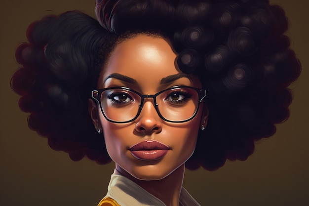 Belle femme noire avec illustration de coiffure afro sur fond beige