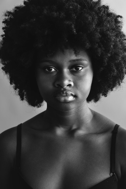 Photo belle femme noire nue avec modèle social de cheveux afro