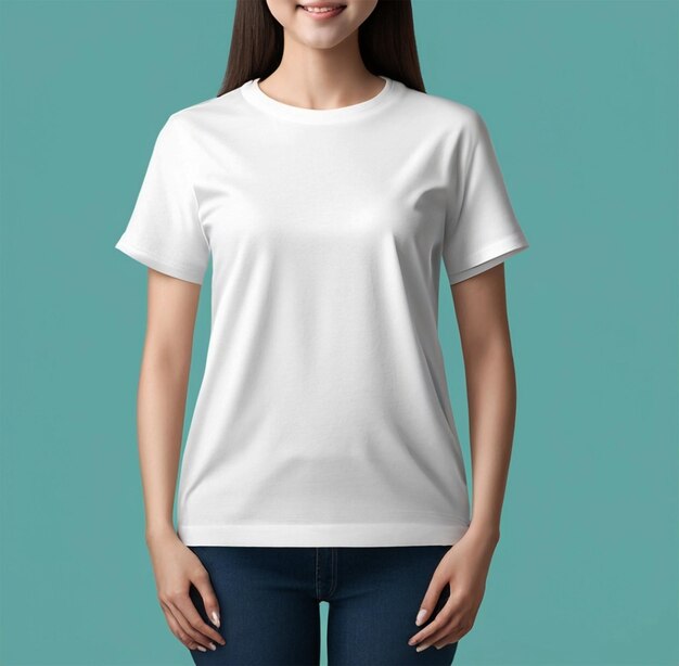 Belle femme portant un t-shirt à la recherche de sexy