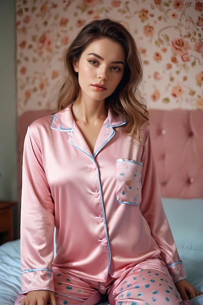 Une belle femme en pyjama