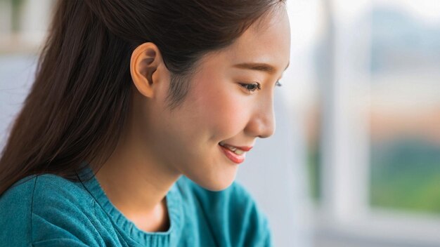 Belle femme souriante debout en toute confiance