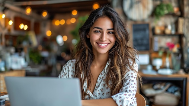 Belle femme souriante heureuse à l'extérieur de la ville