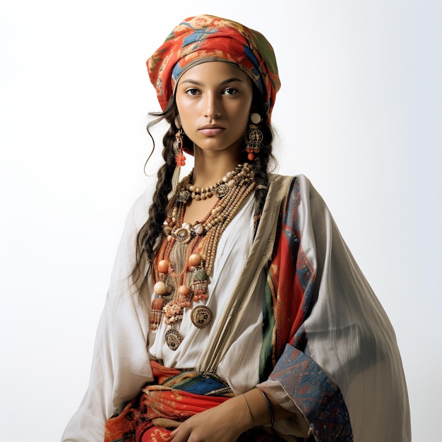 Belle femme en tenue traditionnelle représentant leur courtoisie et leur localité