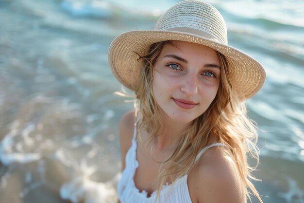 Une belle femme en vacances sur la plage