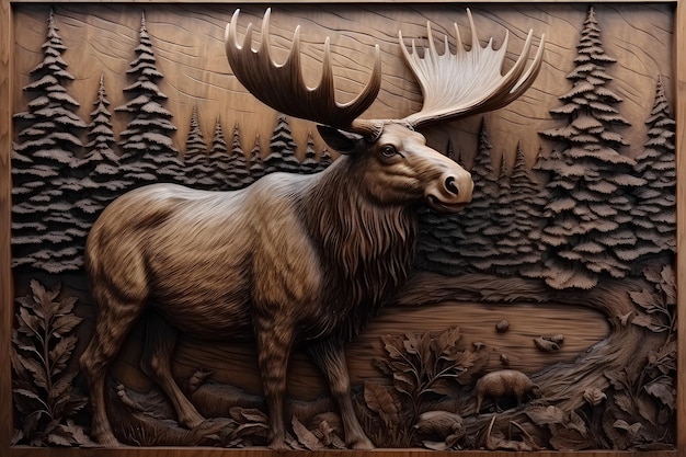 une belle figure en bois d'un cerf