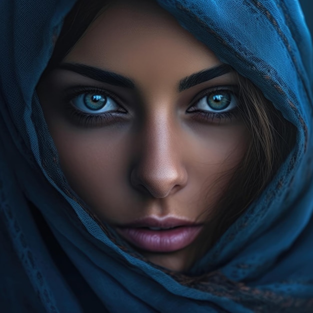 Belle fille arabe aux yeux bleus